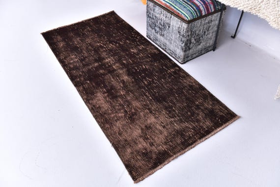 2x5 Small Vintage Accent Rug, 2x5 Brown Color, Floral Design, 2x5 Bath Mat, 2x5  Door Mat, 2x5 Accent Rug, Vintage Rug, Small Rug