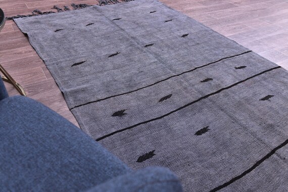 4x8 Vintage Turkish Fringe Kilim Rug, Handmade Jute Rug, 4x8 Farmhouse Decor, 4x8 Kilim Rug, Rainbow Design, Traditional Kilim Rug