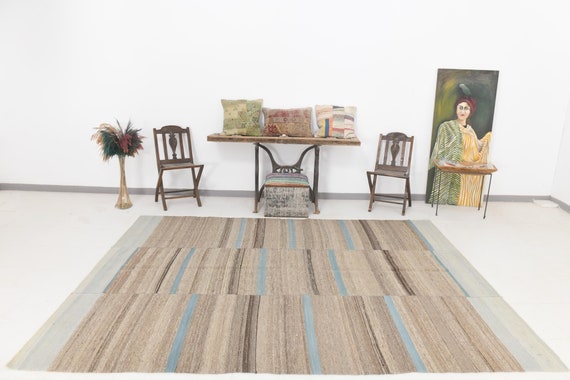 8x10 Rugs, 8x10 Beige & Brown Oversize Kilim Rug, 8x10, Oversize Kilim Rug 8x10, Extra Large Rug, Modern Rustic Style, Rug For Farmhouse