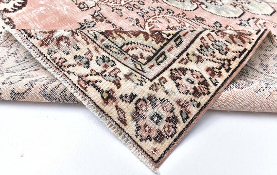 5x8 Salmon and Brown Vintage Rug, 5x8 Vintage Rug, 5x8 Rug, Handmade Wool Rug, 5x8 Area Rug, 5x8 Turkish Rug, Rug For Living Room Bedroom