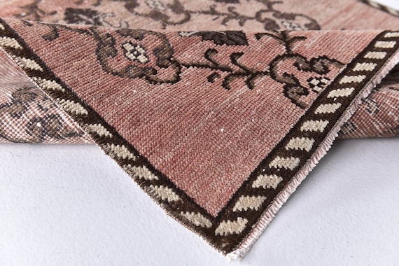3x8 Vintage Runner Rug, Turkish Brown Color Rug, 3x8 Rustic Home Decor Wool Runner Rugs 3x8, Antique Runner Rug, Dark Brown Color Rug