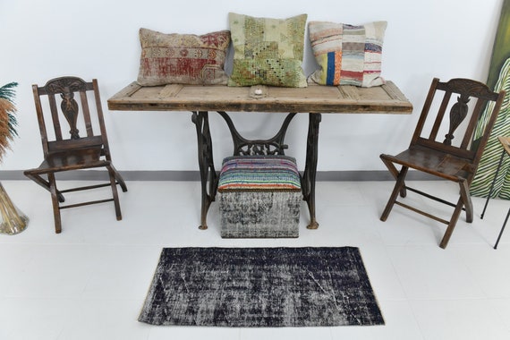 2x4 Rug, 2x4 TURKEY TURKISH HERKİ Door Mat, 2x4 Door Mat Rug, Handmade Oushak Rug, 2x4 Area Rug, Purple Black, Turkey Rug,Bath Mat Rug, 2x4