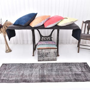 Vintage  Runner Rug 2x6,Vintage Distressed Rug,Vintage Turkish Runner Rug, Wool Runner Rugs 2x6, Black and White Runner Rugs