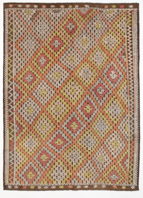 8x10 Rugs, 8x10 Persian Kilim, 8x10 Oversized & Oversize Kilim Rug, 8x10, Large Kilim Area Rug, 8' x 10' Area Rug, Wool Handmade Kilim, 58s