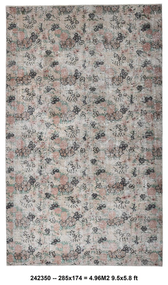 6x9 Floral Area Rug, Decorative Rug, Vintage Turkish Area Rug, 6x9 Pastel Color Rug, Handwoven Rug, 6x9 Bedroom Rug, Wool Rug