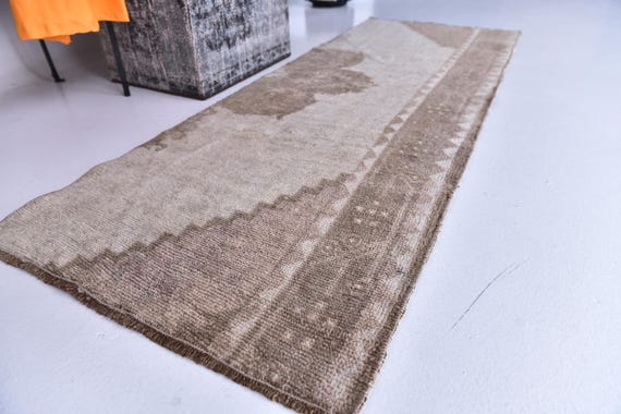 2x5 Vintage Brown Runner Rug, 2x5 Vintage Runner, 2x5 Rug, Handwoven Wool Rug, 2x5 Hallway Rug, 2x5 Turkish Runner, Brown Color Rug
