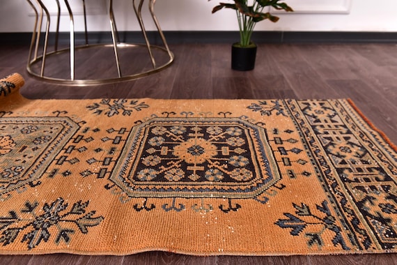 2x11 Vintage Turkish Runner Rug, Terracotta Green Color, Handmade Wool Rug, 2x11 Turkish Runner Rug, Vintage Tapestry Wool Rug 2x11 Runner