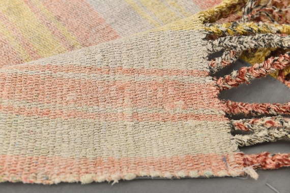 Vintage Hemp Area Rug 5x7: Striped Patchwork Style