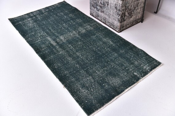 2x5 Vintage Green Runner Rug, 2x5 Vintage Runner, 2x5 Rug, Handwoven Wool Rug, 2x5 Runner Rug, 2x5 Turkish Runner, Green Runner Rug