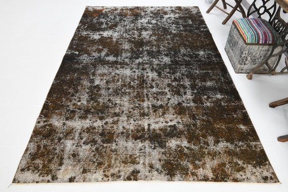 5x9 VINTAGE TURKISH RUG, Hand-Woven Camouflage Rug, 5x9 Area Rug, Turkey Vıntage, Black Green Brown, Turkish Rug 5x9, Home Decor, 5.8x9.3 Ft
