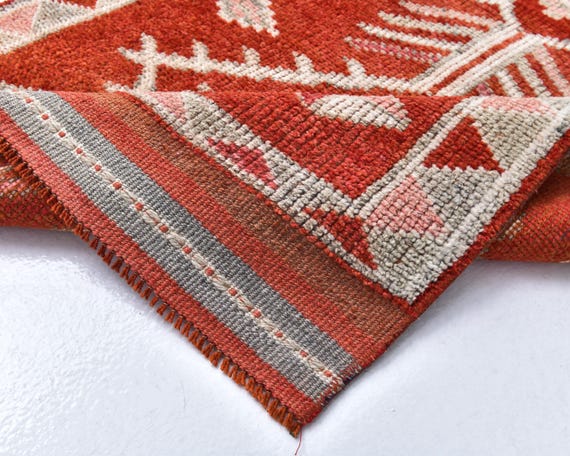 3x13 Vintage Runner, 3x13 Dark Red Beige Vintage Runner Rug, 3x13 Rug, Long Handmade Hallway, 3x13 Runner Rug, Turkish Runner 3x13, Entrway