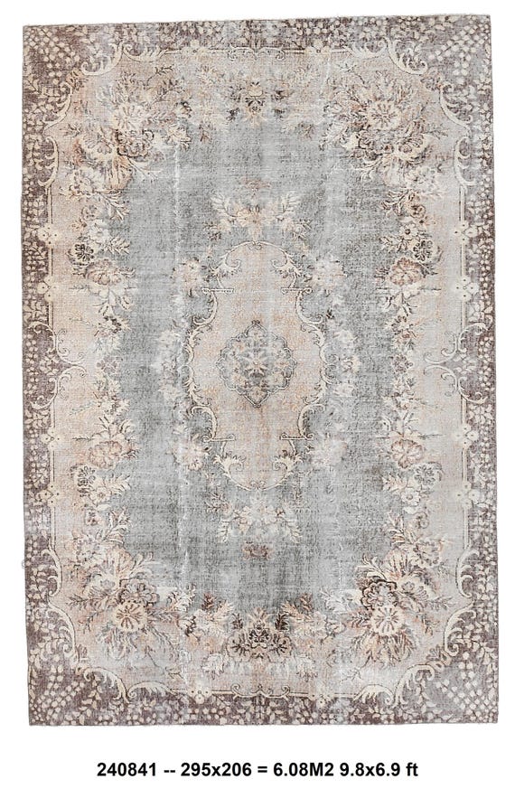 Medallion blue 7x10 Area Rug, 7x10 blue Vintage area Rug, 7x10 Oversize Brown Vintage Rug, Oversize Vintage Rug,7x10 Rugs Large Area Rug,
