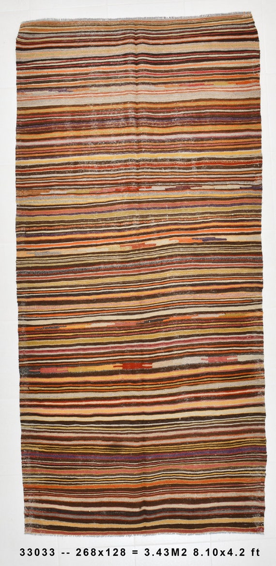4x9 Area Rug, 4x9 TURKISH VINTAGE KILIM Rug, 4x9, Wool Kilim Rug, Wool Handmade Oushak Kilim, Vintage Rug 4x9, Rug For Living Room, 62s Rugs