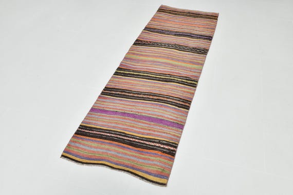 2x7 Runner Rug, 2x7 Kilim Runner, 2x7 VINTAGE KILIM RUNNER Rug, 2x7, Oushak Handwoven Kilim, 2x7 Rug, Orange Red Kilim, Rug For Kitchen