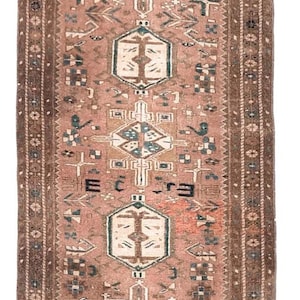 2x14 PERSIAN RUNNER RUG, 2x14 Red Brown Persian Runner, 2x14 Rug, Narrow Handmade Wool Rug, 2x14 Runner Rug, Persian Runner 2x14, Hallway