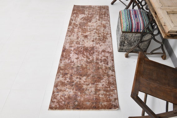 2x7 Runner Rug, 2x7 VINTAGE PERSİAN RUNNER Rug, 2x7,  Handmade Brown Beige Rug, 2x7 Persian Runner, Rustic Kitchen Runner,Vinatge Runner 2x7