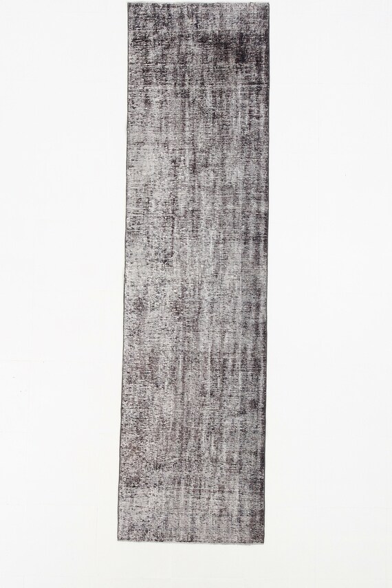 3x10 Boho Turkish Vintage Runner Rug, 3x10 Handmade Distressed Style 3x10 Vintage Runner Gray Black Tones Antique Hallway Kitchen Rugs