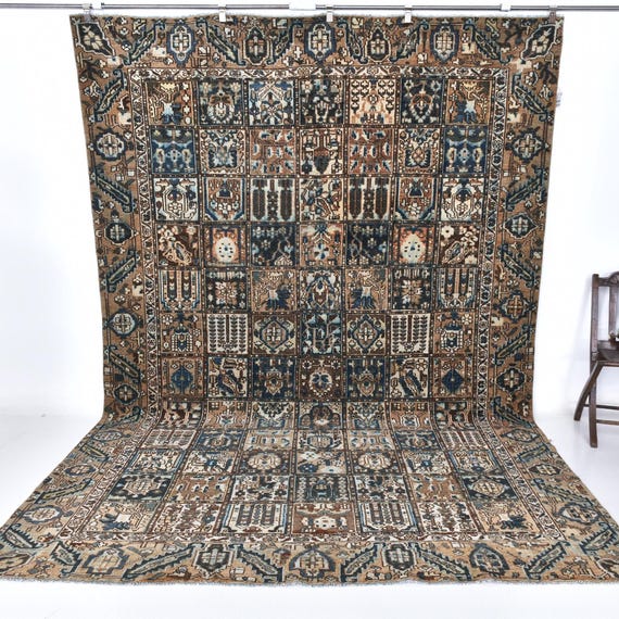 8x12 Oversize Navy Blue Cream Persian Rug, 8x12 Oversize Persian Rug, Large Area Rug, 8x12 Handmade Wool Rugs , 8x12 Persian Living Room Rug