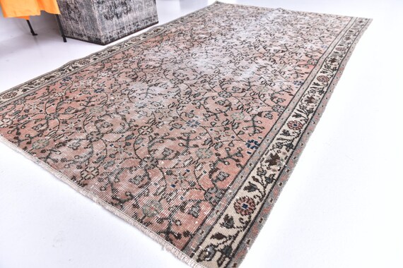 3x6 Vintage Salmon Persian Style Rug, 3x6 Antique Hand Woven Runner Rug, 3x6 Rose Blush Traditional Home Decor, 3x6 Kitchen Accent Rug