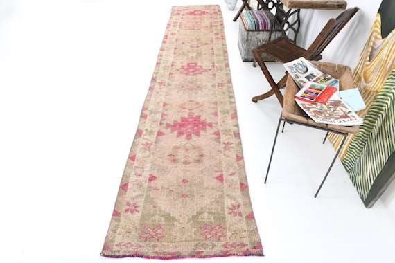 3x13 Runner Rug, 3x13 TURKEY KILIM RUNNER Rug, 3x13, Kilim Runner 3x13, Long Handmade Oushak, 3x13 Rugs, Pink & Beige Kilim, Rug For Bedroom
