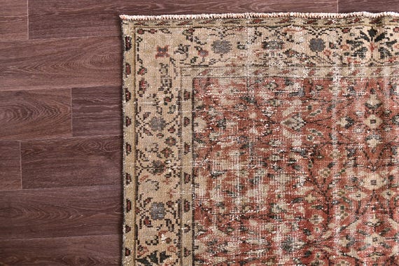 5x8 Vintage Handmade Traditional Turkish Faded Rug, Outlet Rug