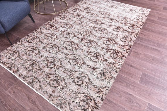 5x8 Vintage Persian Rug, Purple Cream Color, 5x8 Handmade Wool Rug, Medallion Area Rug, Farmhouse Decor, 5x8 Ornate Area Rug, Floral Persian