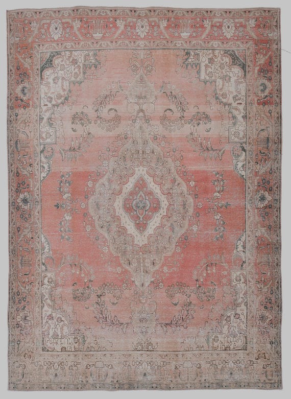 10x12 Red Brown Persian Vintage Area Rug, Oversize Area Persian  Stile Rug, Large Living Room Rug, Wool Handmade 10x12 Area Rug, 10x12 Rugs