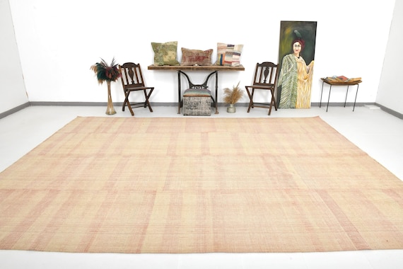 10x13 Area Rug, 10x13 Kilim Rug, 10x13 Modern Oversize Kilim Rug, Large Area Rug, 10x13 Rug, Wool Handmade Kilim, 10x13 Beige Pink Kilim Rug