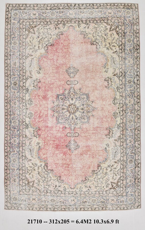 7x10 Rugs 7x10 OVERSİZED TURKİSH VİNTAGE Rug 7x10 Oversize Pink Rug 7x10 Handmade Rustic Rug 1961s Rug Oversize Rug 7x10 Dorm Office Kitchen