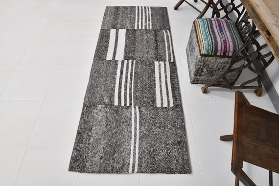 3x7 Rugs, 3x7 TURKISH VINTAGE RUNNER Rug, Faded Vintage, 3x7 Runner Rug, Wool Handmade Oushak, 3x7 Vintage Runner, Pale Color, Antique 58s