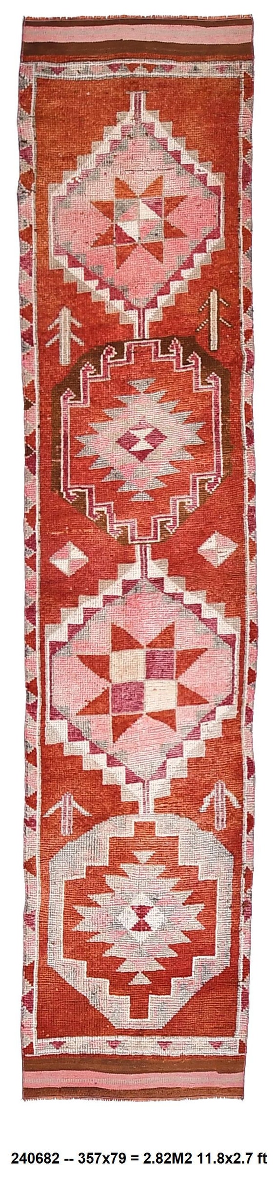 2x12 TURKISH VINTAGE RUNNER Rug, 2x12 Vintage Runner, Happy colour runner rug, 2x12 Rug, Shades Of Red & Pink Rug,2x12 Moroccon rug.