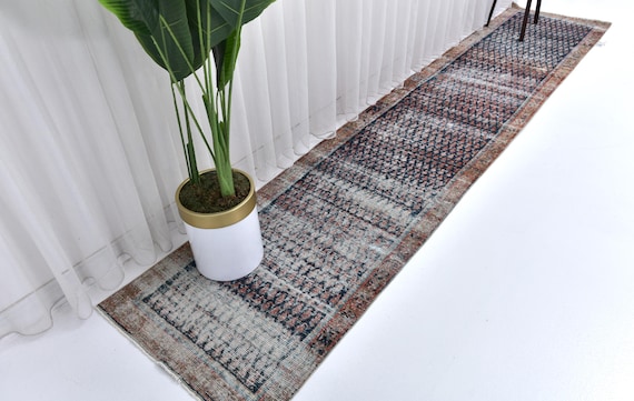 2x12 Persian Runner Rug, Handmade Rug, 2x12 Unique Runner Rug, Traditinal Weave Rug, 2x12 Hallway Rug, Pastel Color Runner Rug, 2x12 Rug