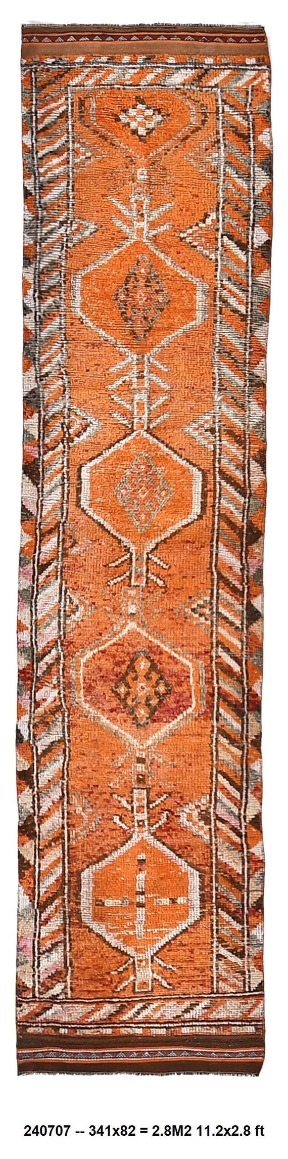 3x11 Terracota Runner Rug, Long Runner Rug For Kitchen, Orange Runner Rug For my Kitchen, Maroccon Stile Orange Runner Rugs, 3x11 Runners