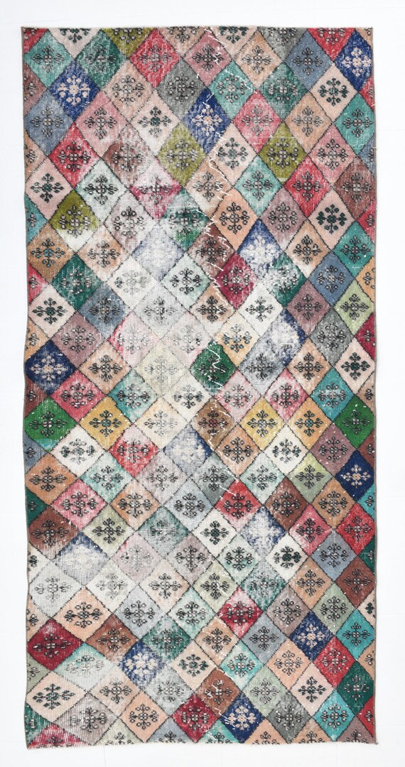 3x7 Vintage Runner Rug,3x7 Turkish Vintage Wool Runner,3x7 Runner Rug,3x7 Rug,Hallway Runner Rug,Turkey Runner,Turkish Runner, Antique,