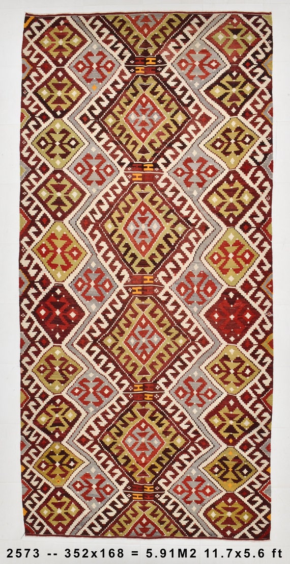 5x12 Area Rug, 5x12 Tribal Kilim, 5x12 WIDE VINTAGE KILIM Rug, 5x12, Kilim Rug 5x12, Shades Of Dark Red Kilim, 5x12 Rugs, Wool Handwoven Rug