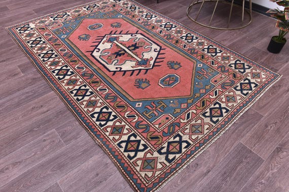 5x7 Vintage Area Rug, 5x7 Authentic Area Rug, 5x7 Handmade Wool Rug, Living Room Bedroom Rug, Farmhouse Decor, 5x7 Turkish Area Rug