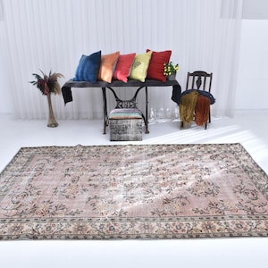 5x10 Peach and Blue Vintage Rug, 5x10 Vintage Rug 5x10 Wool Handmade Rug 5x10 Area Rug 5x10 Turkish Rug Rug For Living Room Bedroom Office