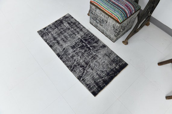 2x3 Rugs, 2x3 Turkish Oushak Doormat Rug, 2x3 Oushak Doormat Rug, 2x3 Doormat Rug, Oushak Handmade Rug, Dark Blue & Black Rug, Rustic Styles
