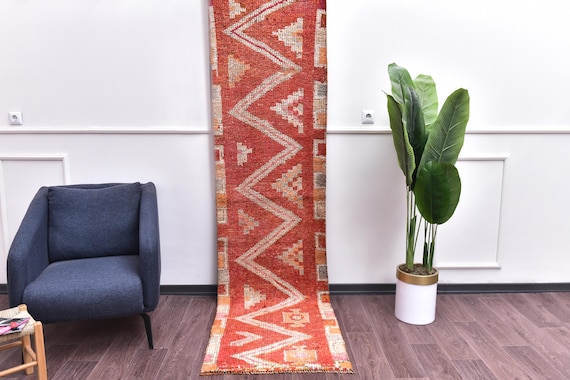 2x9 Vintage Chevron Soft Wool Runner Rug, Handmade Home Decor Rug, Traditional, Rug For Hallway Kitchen,