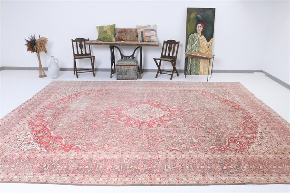 10x14 Persian Wool Vintage Rug,10x14 Oversize Rug,10x14 Rug,Large Vintage Carpet,Wool Area Rug,10x14,Oversize Rug,Oversized Rug,18428