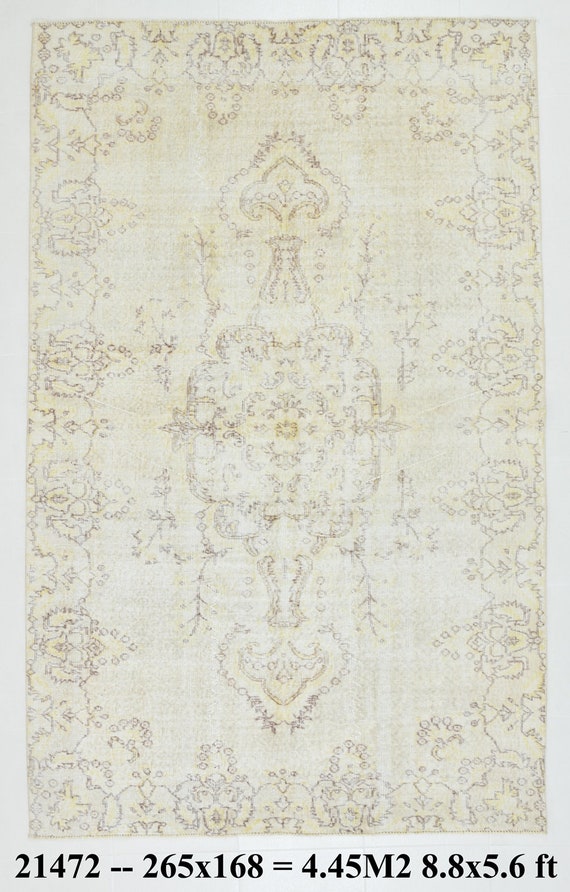 5x8, 5x8 TURKISH VINTAGE RUG, Neutral Vintage Rug, 5x8, Handmade Beige Rug, Turkish Area Rug, 5x8 Antique Rug,Faded Yellow Beige,Living Room