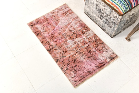 2x3 DOOR MAT RUG, 2x3 Turkish Door Mat, 2x3 Turkish Vintage Rug, Handmade Door Mat, Red Pink Rug, Vintage Rug, Door Mat Rug 2x3, Antique