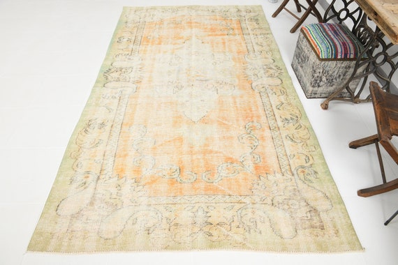 5x9 FADED VINTAGE RUG, 5x9 Turkish Vintage Rug, 5x9 Area Rug, Vintage Rug 5x9, Faded Beige Orange, Turkey Rug, 5x9 Turkish Rug, Boho Chic