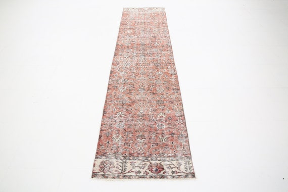 2x9 Runner Rug, 2x9 PERSIAN HERIZ RUNNER, 2x9, Handmade Persian Rug, 2x9 Persian Rug, Red & Brown Persian Rug, 2x9 Vintage Runner, 1959s