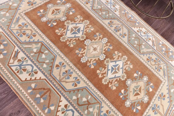 5x8 Vintage Turkish Milas Rug, Bronz Blue Color, 5x8 Handmade Wool Rug, Living Room, 5x8 Vintage Tribal Rug, 5x8 Faded Rug, Tribal Rug