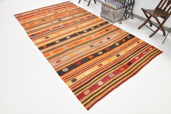 5x10 Vintage Kilim Rug 5x10, Kilim Rug, Hanmade Wool Rug, Vintage Rug, Bohemian Kilim Rug, Kilim Rug 5x10, Oriental Rug, Turkey