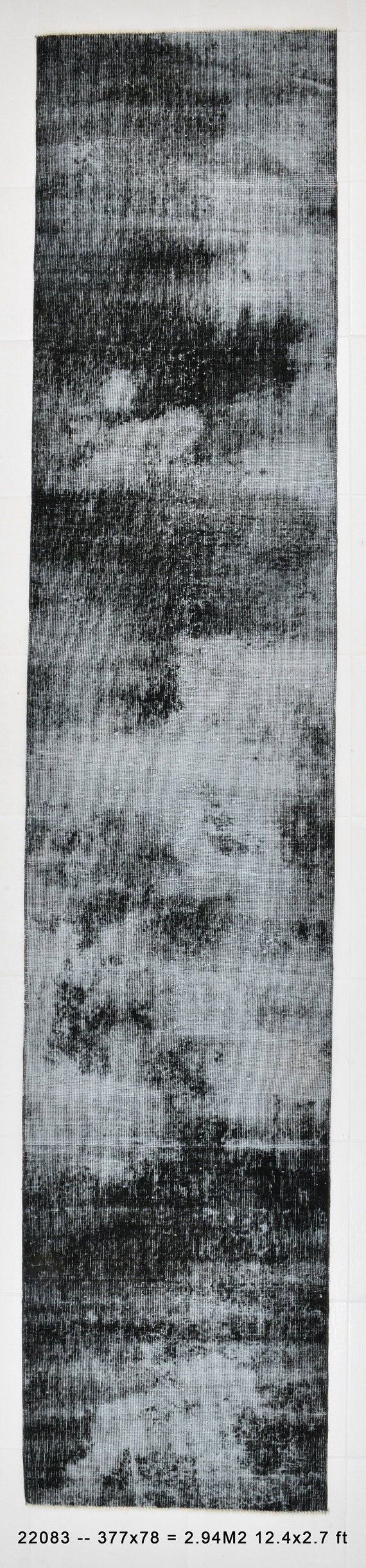 2x12 RUNNER RUG, 2x12 Narrow Turkish Vintage Runner, Vintage Runner, 2x12 Runner Rug, Handmade Oushak Rug, Gray Black Rug, Shabby Chic Rugs