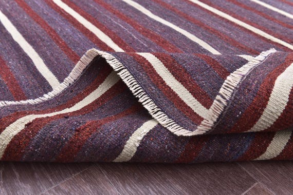 6x8 Vintage Turkish Kilim Rug, Purple Red Cream Color, Handmade Wool Jute Rug,  6x8 Living Room Bedroom Rug, 6x8 Farmhouse Rug, 6x8 Area Rug