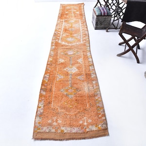 3x14 LONG TURKISH VINTAGE Rug 3x14 Runner Rug 3x14 Rug 3x14 Turkey Rug Distressed Rainbow Turkish Runner Stair Runner Vintage Runner 3x14