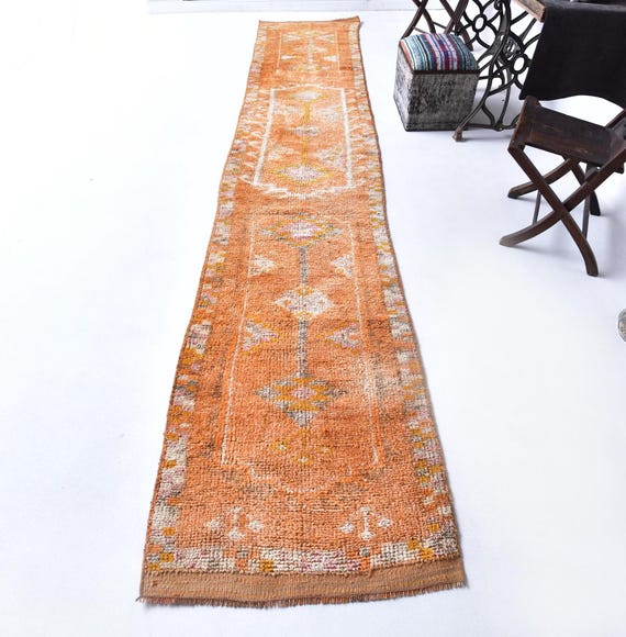 3x14 LONG TURKISH VINTAGE Rug 3x14 Runner Rug 3x14 Rug 3x14 Turkey Rug Distressed Rainbow Turkish Runner Stair Runner Vintage Runner 3x14